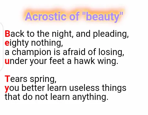 Acrosticos Beauty Acrostic Poem